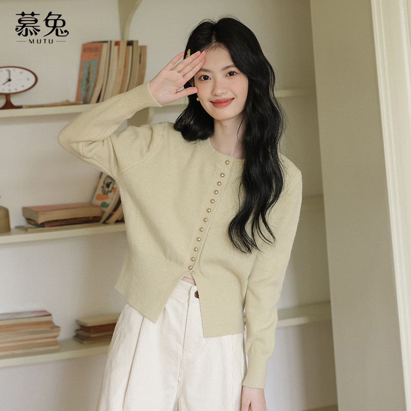Mutu Retro Pháp Dệt Kim Cardigan Áo Len Nữ Mùa Xuân 2026 Thiết Kế Phong Cách Mới Niche Tính Khí Ngắn Top