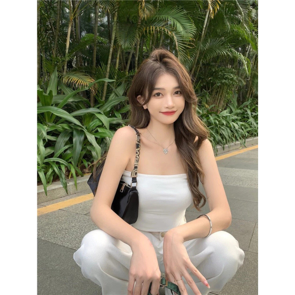 [Có Mút] Áo Quây Ống Kiểu Croptop Hai Lớp Ôm Sát Cotton, Gợi Cảm, Xinh Xắn_A655