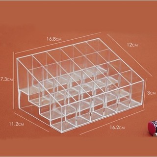 Khay nhựa Mica trong suốt 24 ô, đựng son môi để bàn tiện dụng
