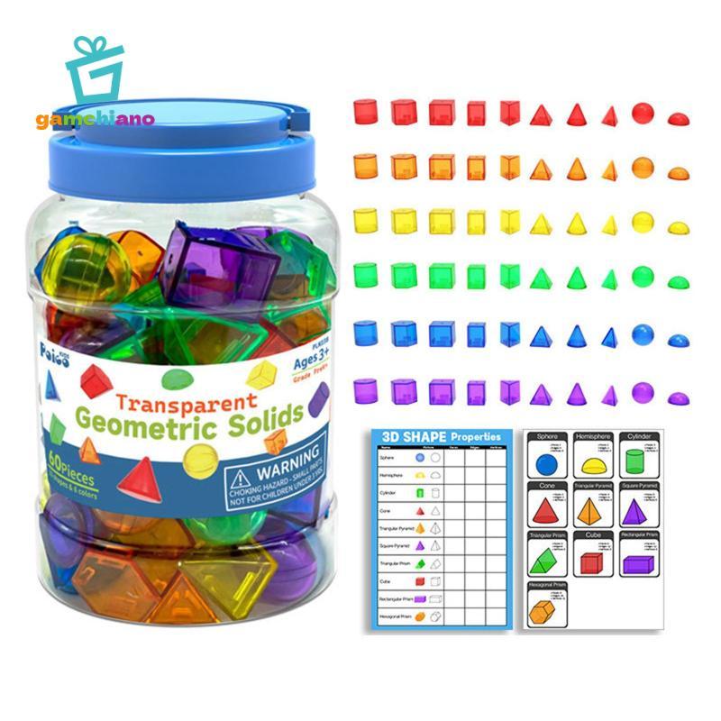 Gamchiano Khối xây dựng màu mờ, Chất rắn hình học, Hoa văn màu, Khối hình giác quan, Montessori cho trò chơi tại nhà, 60