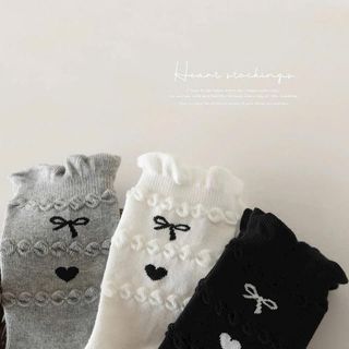 (2-12 tuổi) Set 5 Đôi Tất Cổ Cao Bèo 3 Tầng Cho Bé Gái – Phong Cách Hàn Quốc – Cotton Mềm, Co Giãn – Tông Trắng/Xám/Đen