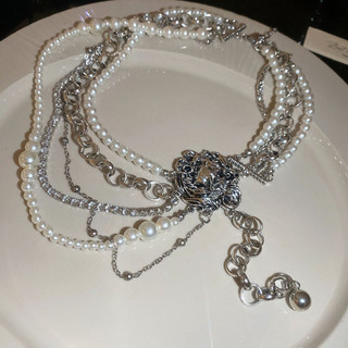 Vòng cổ tròn xếp ly đính cườm zircon thời trang và sang trọng