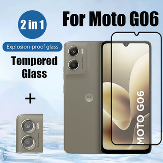 Bảo vệ màn hình kính cường lực 2 trong 1 Moto G06 cho Motorola G56 G75 G35 G15 4G 5G Phim bảo vệ kính + Phim ống kính máy ảnh