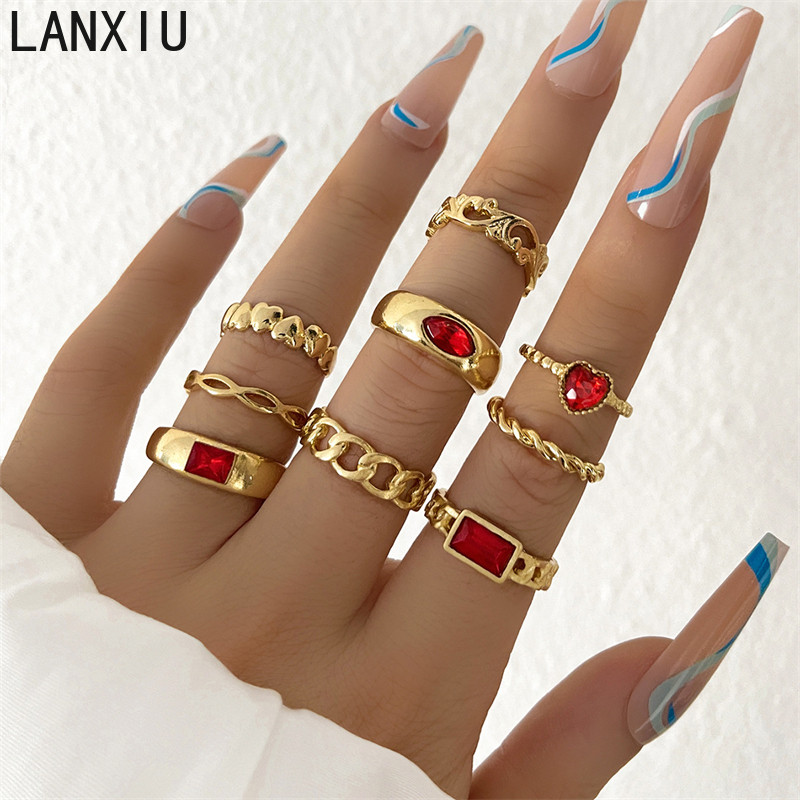 Lanxiu Bộ 9 Món Trang SứcVintage Ngọc Trai và Đá Quý, Phù Hợp Làm Quà Tặng cho Nữ