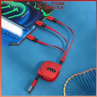 Cáp sạc nhanh 3 trong 1 thu gọn 100W, dây sạc Type C/LN/Micro, dây rút tự động, chống rối - DSN3DRG