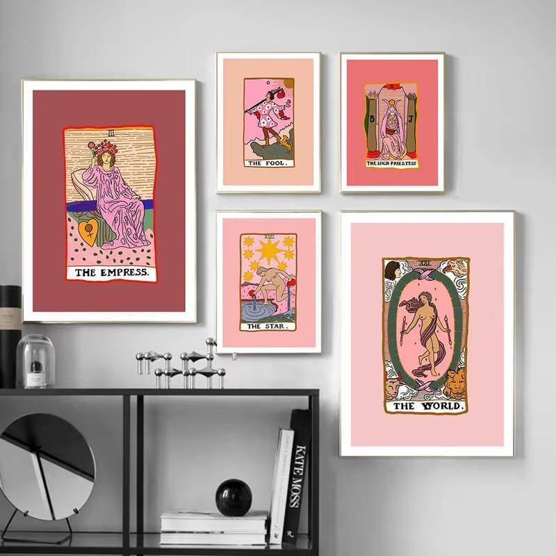 Bắc Âu trừu tượng phong cách Người yêu Tarot tường nghệ thuật hình ảnh canvas tranh Nữ hoàng Linh mục áp phích in hình phòng khách trang trí nhà