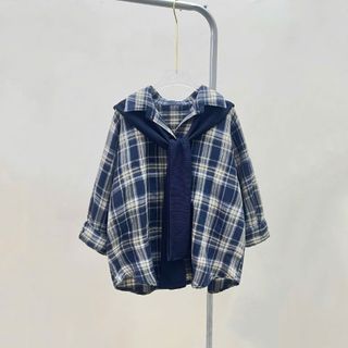 Áo Sơ Mi Kèm Khăn Quàng Bigsize Nữ Somi Kẻ Sọc Tay Dài Phong Cách Retro Cá Tính SM182+A195