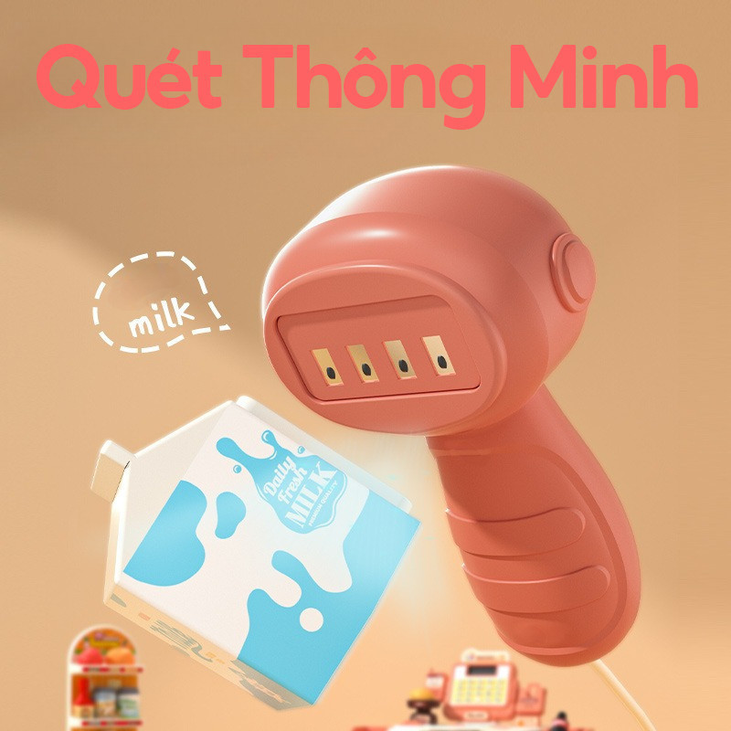 Máy Tính Tiền Cho Bé đồ Chơi, bộ đồ chơi siêu thị thu ngân 2 trong 1 dành cho trẻ em,Bộ 46 Món, quà sinh nhật cho trẻ em
