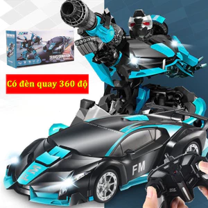 Xe Ô Tô Điều Khiển Từ Xa, Biến Hình Thành Robot, có đèn quay 360 độ, Tặng đầy đủ phụ kiện
