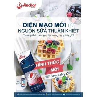 Kem Tươi Dạng Xịt Whipped Cream hiệu Anchor Chai 400g, Đơn Giản Tiện dụng