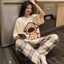 Nữ Tay Ngắn Quần Dài Loungewear Hoạt Hình Dễ Thương In Hình Trang Phục Nhà Cho Phòng Ngủ Nghỉ Hàng Ngày Thường Ngày Ngoài Trời Dịp