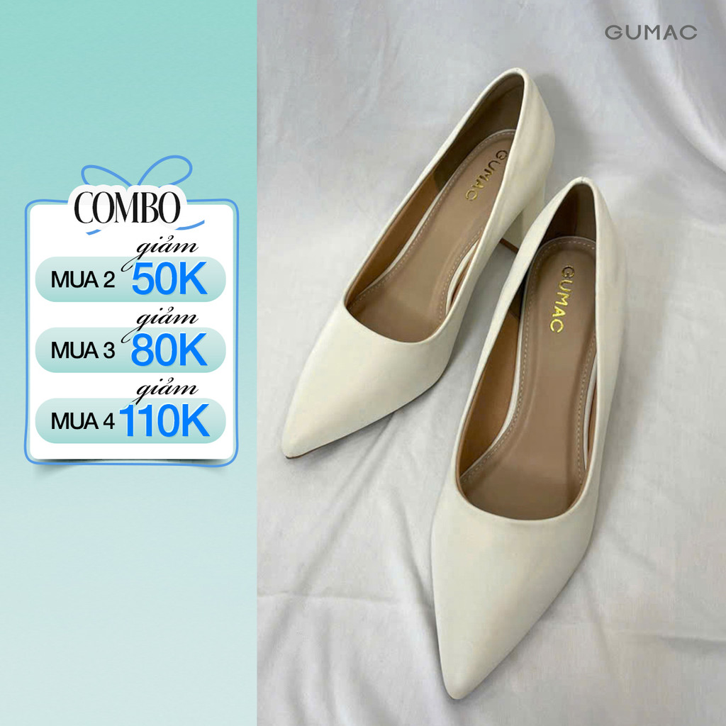 Giày Cao Gót Nữ 6cm GUMAC Da Mềm Mũi Nhọn Form Basic Thanh Lịch GF12070