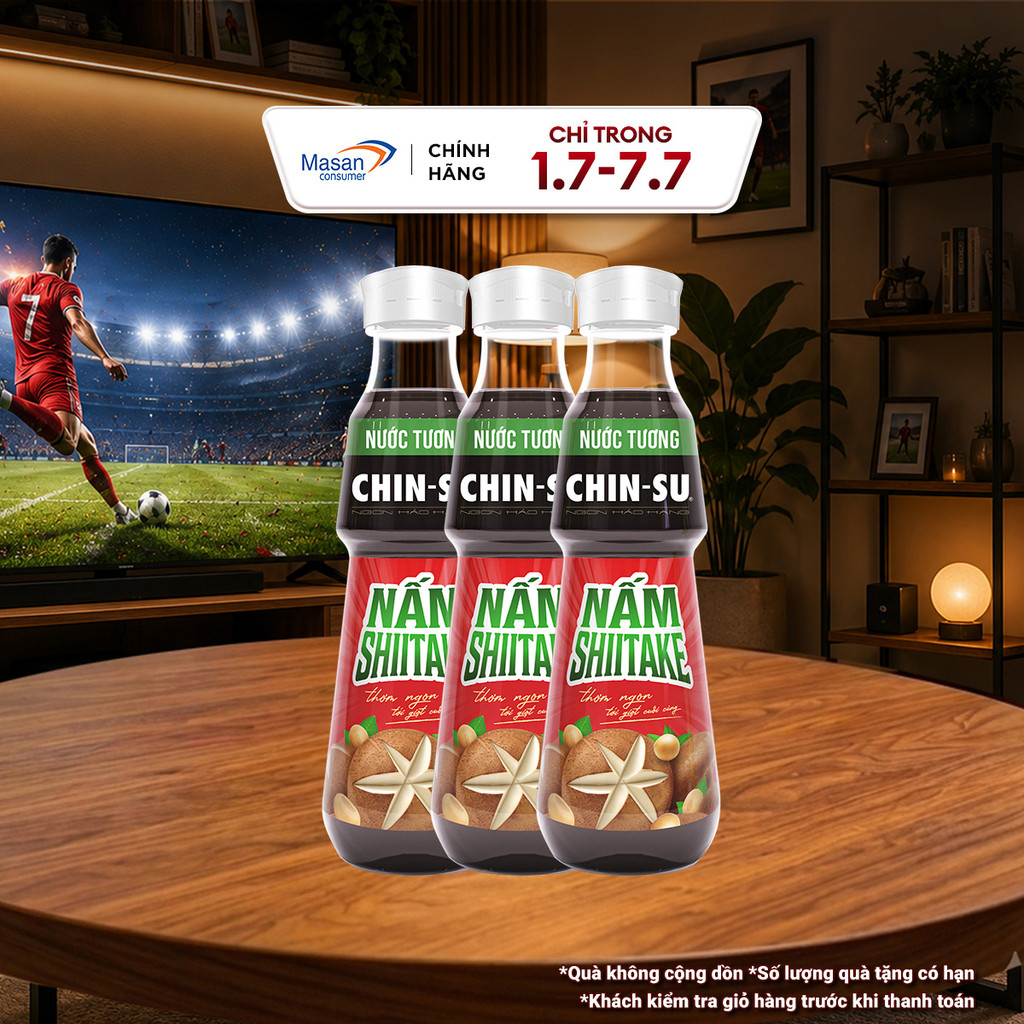 Combo 3 Nước Tương CHIN-SU Nấm Shiitake Chai 330ml