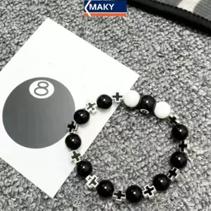 MAKY Bida Tám Vòng Tay Chữ Thập Và Dây Hạt Chia Màu Trắng Cho Nam VN