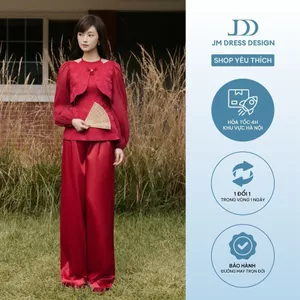 Áo Dáng Ôm Phối Tà Bong Tay Tơ 2T49.2510, Áo Cổ Yếm Cách Tân Ôm Nhẹ Thiết Kế Tay Phồng Hiện Đại Xen Truyền Thống By JM