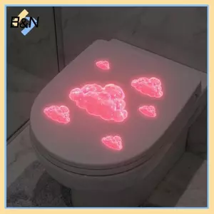 B & N Toilet Stier Glow in the Dark Pink Clouds Đề can dán tường tự dính có thể tháo rời để trang trí phòng trẻ em.