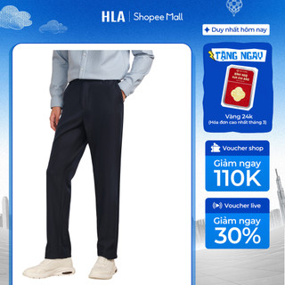 Quần Tây Nam HLA Ống Đứng Cao Cấp Màu Xanh Than, Cotton Sợi Cellulose Tái Sinh, Co Giãn Nhẹ, Công Sở
