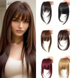 DELMER Tóc Tổng Hợp Kẹp-In Bangs, Tóc Trước Lông Giả Cắt Wispy Viền Với Sideburns, Fasion Nhìn Tự Nhiên Tóc Nối Dài Tóc Thẳng Nổ Cho Nữ