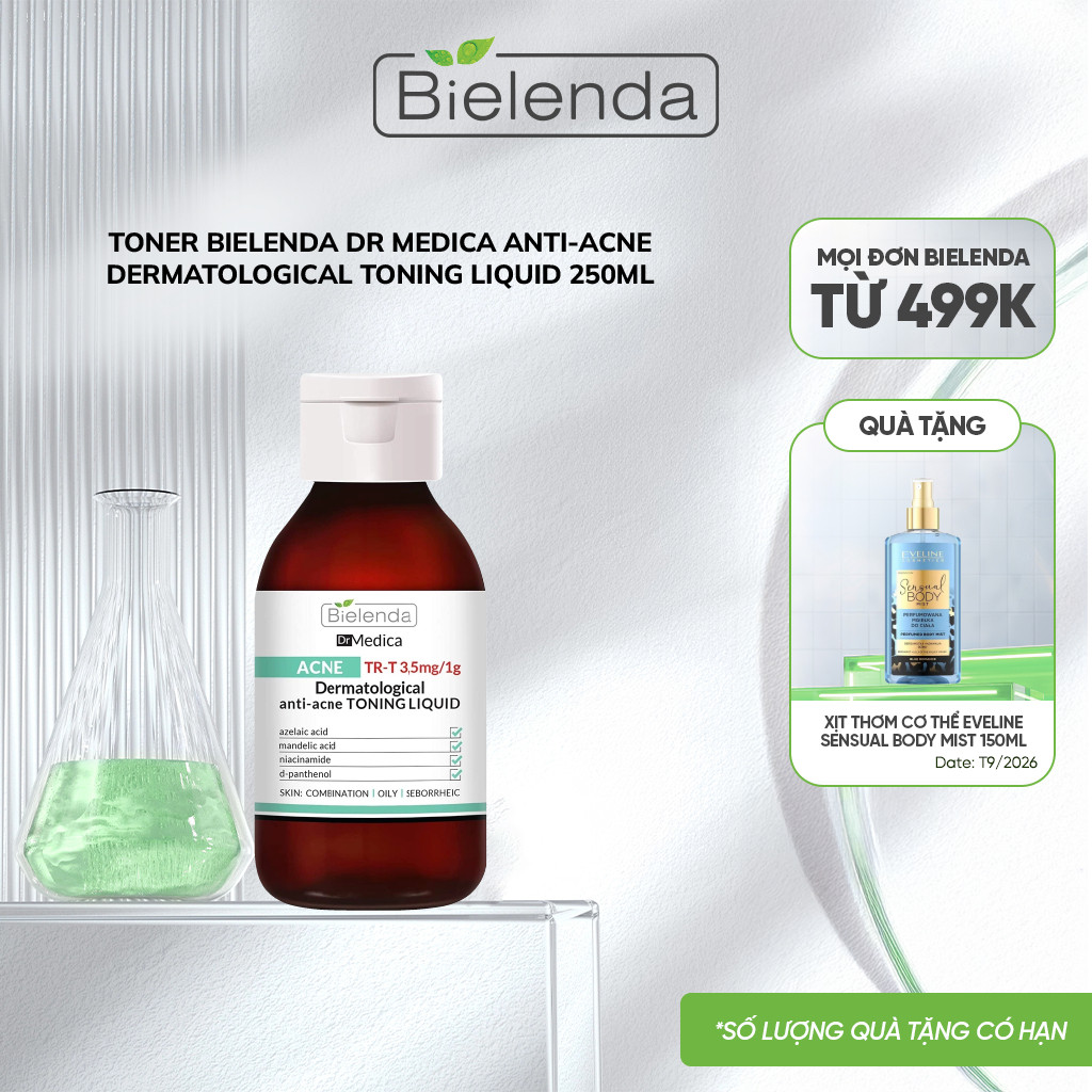 Toner Bielenda Dr Medica Anti-acne Dermatological làm sạch sâu, phục hồi da và giảm mụn 250ml
