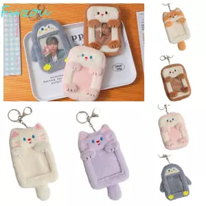 Hộp đựng thẻ Photocard sang trọng hoạt hình FUJIOU, Hộp đựng thẻ xe buýt hình chim cánh cụt mèo, Phong cách Hàn Quốc Kawaii với mặt dây chuyền móc khóa INS Vỏ thẻ hoạt hình dành cho sinh viên
