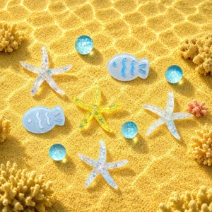 Set Charm Sao Biển Xanh Đại Dương Resin Trong Suốt – Cá Biển Cute Summer Ocean Premium Trang Trí Dép