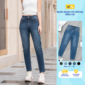 Quần jean nữ YODY dáng skiny ôm nhẹ, quần bò nữ co giãn cạp cao form dài TRA - QJN5056