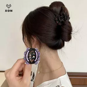 Móng vuốt tóc hoa đính đá cổ điển dành cho nữ Kẹp tóc pha lê thời trang Kẹp tóc cua Đuôi ngựa Barrette Phụ kiện tóc cho bé gái [Mina]