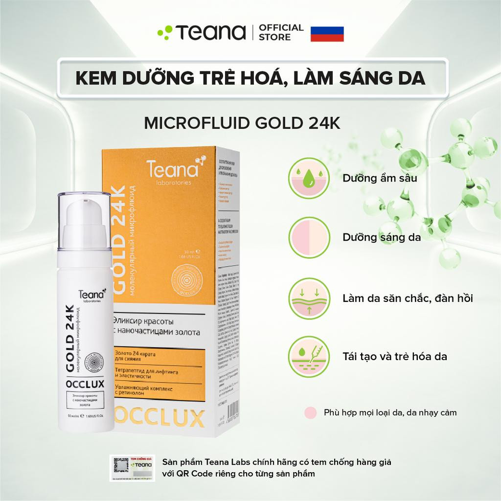 Kem dưỡng Teana Occlux  Molecular Microfluid Gold 24K trẻ hoá, làm sáng da chứa phân tử vàng 24K 50ml