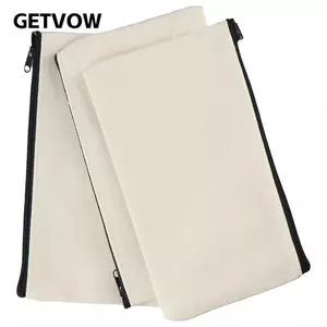 GETVOW 10 chiếc Túi dây kéo, Dây kéo Túi vải trống 8,2x4,7 inch, Vật tư Túi đựng hóa đơn bằng vải Canvas Lưu trữ