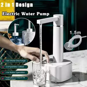 Máy phân phối nước tự động JUIC, có chân đế sạc USB Máy bơm nước điện, Máy bơm bình nước thông minh điều chỉnh 3 bánh 2 trong 1 đơn giản cho nhà bếp gia đình