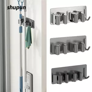 Giá đựng cây lau nhà SHUPUN, Giá treo chổi treo tường không cần đinh, Giá treo móc đa năng Giá để đồ bằng thép không gỉ 304 Giá đỡ chổi lau nhà gia đình