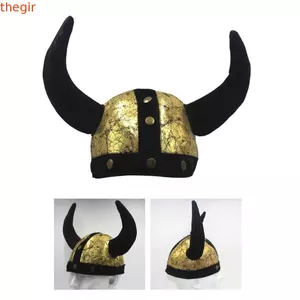 THEGIRL8B Bò Sừng Mũ, Nhập Vai Chơi Trang Phục Mũ Halloween, Thời Trang Viking Vải Đen Bò Đầu Mũ Người Lớn Trẻ Em