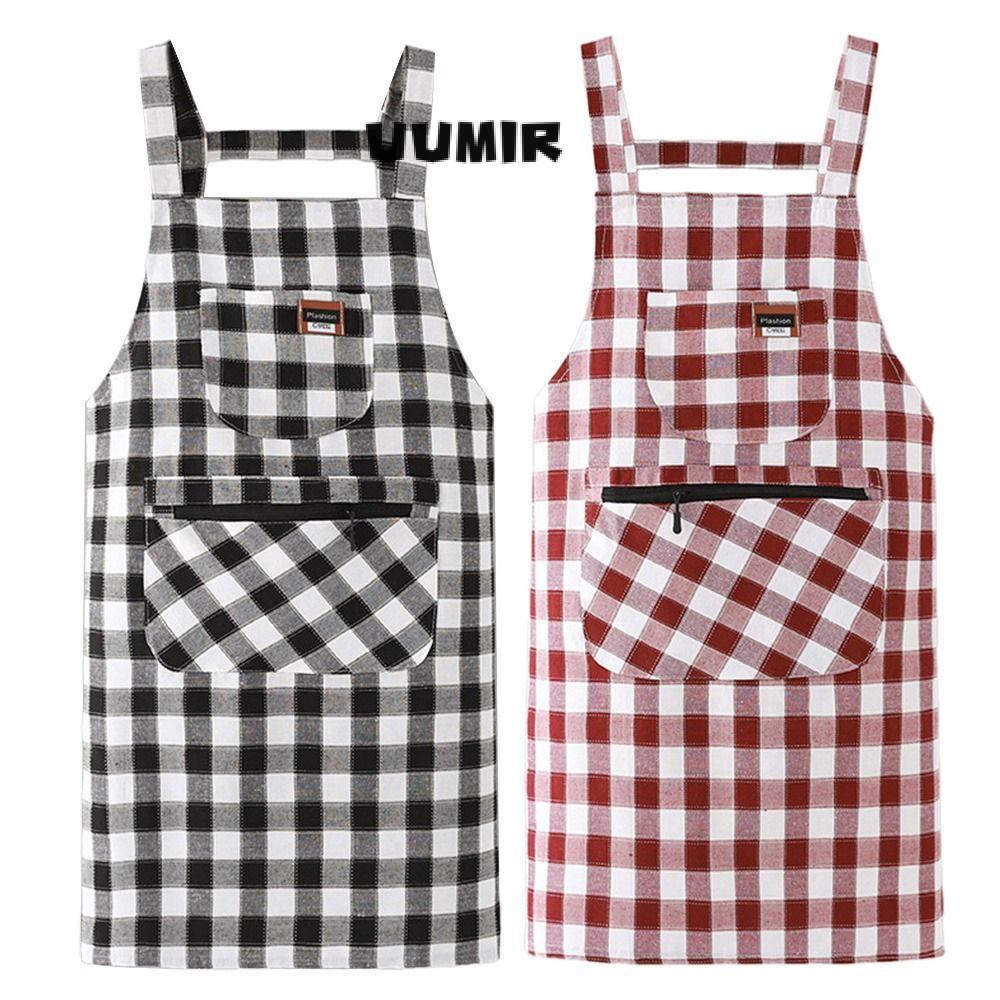 Tạp dề nhà bếp UUMIR, Tạp dề làm việc đầu bếp bằng vải Cotton chống bẩn, Tạp dề nấu ăn có túi có khóa kéo thời trang