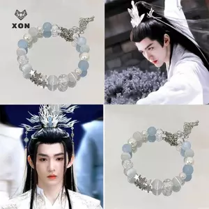 Vòng tay đính cườm ngọc trai Harajuku Pentagram dành cho nữ Thẩm mỹ Ngôi sao dễ thương Vòng tay bóng thủy tinh màu xanh Y2k Quà tặng trang sức [Mina]