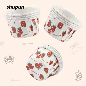 SHUPUN 100 Chiếc Mini Cupcake Liners, Giấy Cấp Thực Phẩm Chịu Nhiệt Giấy Nướng Bánh, Dễ Thương Chống Dính In Dâu Tròn Bánh Ngọt Pháp Khuôn Nướng Bánh Cupcake Nướng