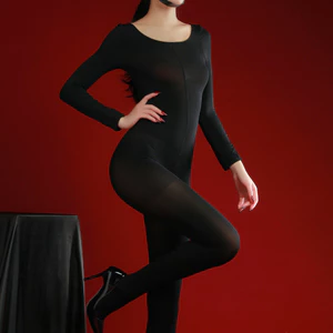 SWS Gợi Cảm Cơ Thể 120D Nhung Mở Jumpsuit Thu Đông Ấm Áp Nam Nữ Body Size Lớn Gợi Cảm Giường Hình Ảnh