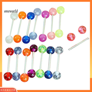 Một thế giới| 7 / 20 Chiếc Kim Sa Lấp Lánh Dạ Quang Núm Vú Lưỡi Thanh Barbell Nhẫn Cơ Thể Xuyên Trang Sức