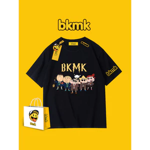 BKMK Hoạt Hình Mùa Hè In Hình Tay Ngắn 100% Cotton Cao Cấp Rời Mới Áo Thun Nam Xu Hướng Thường Ngày Cặp Đôi 0704