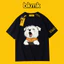Bkmk mùa hè dáng rộng ins siêu lửa mới in hình chó nam tay ngắn cặp đôi cotton nguyên chất thủy triều 200GSM áo thun thông thường chất lượng cao mềm mại 0704