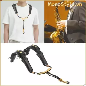 Dây buộc cổ Sax MONOSTYLE, Dây đeo vai Sax bằng da PU đa năng, Phụ kiện nhạc cụ Dây đai Saxophone có thể điều chỉnh