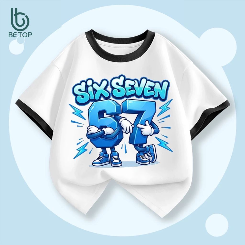 Áo Thun Cộc Tay Bé Trai BETOP, Phong Cách US-UK Thời Thượng Hình SIX-SEVEN Chất Liệu Cotton Thoáng Mát