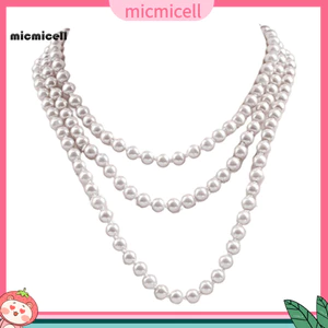 MIC _ Vòng Cổ Ngọc Trai Giả Duyên Dáng Cụm Thủy Tinh Dài Mô Phỏng Vòng Cổ Ngọc Trai Cho Kỷ Niệm