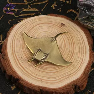 HFTOY Đồng Quỷ Cá Trang Trí Nhỏ Manta Ray Trà Động Vật Thú Cưng Trang Trí Bàn Làm Việc Nhà Bộ Sưu Tập Các Bức Tượng Đồng ~