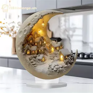 GE 1 Mặt Trăng Nhà Trang Trí Cho Gia Đình Đồ Trang Trí Bohemian Mặt Trăng Nhà Acrylic Trưng Bày Trẻ Em Quà Giáng Tặng Năm Mới VN