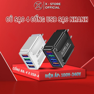 Củ sạc 4 cổng USB sạc nhanh QC 3.0, adapter sạc nhiều thiết bị, sạc cho điện thoại, máy tính bảng - CS4C