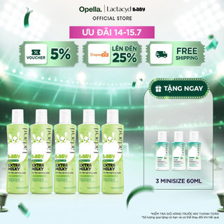 Bộ 5 chai Sữa Tắm Gội Trẻ Em Lactacyd Baby Extra Milky Làm Sạch Dịu Nhẹ và Dưỡng Ẩm Vượt Trội 250ml/chai