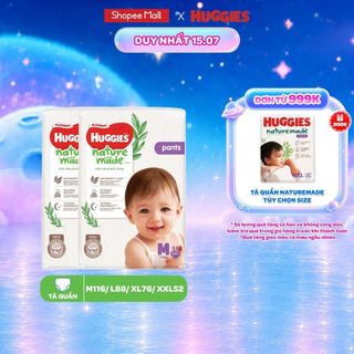 [Mua 4 Gói Tặng 1 Gói] Combo 2 Tã/Bỉm quần Huggies NatureMade Platinum M58/L44/XL38/XXL26/XXXL28