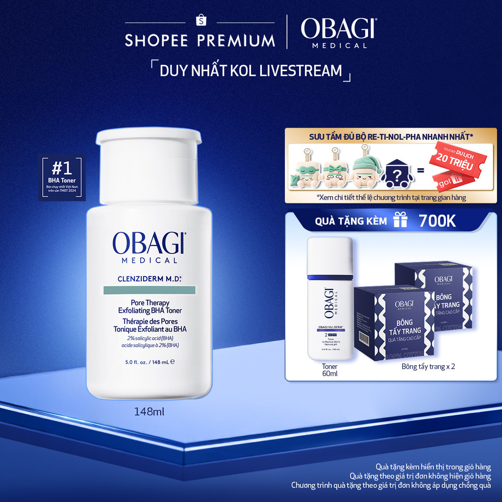 Toner BHA giảm mụn Obagi Medical Clenziderm M.D. Pore Therapy Exfoliating BHA 148ml