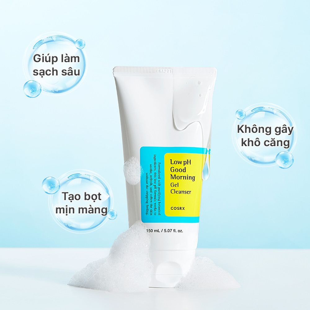 Combo 02 pcs COSRX Sữa rửa mặt Low pH Good Morning Gel Cleanser 150ml