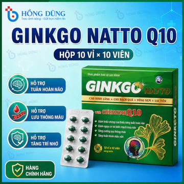 GINKGO NATTO WITH COENZYM Q10 - BẠCH QUẢ - ĐINH LĂNG - VÔNG NEM - LẠC TIÊN - Hộp 100 viên - Phúc Vinh